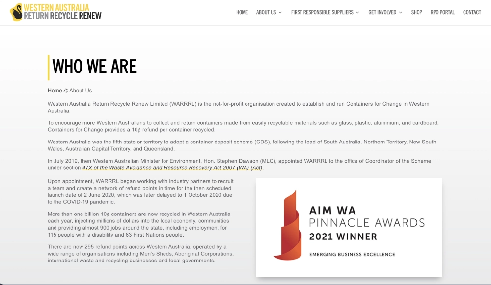 Western Australia Return Recycle Renew - Who We Are
